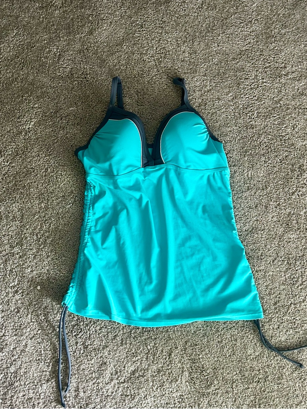 Teal Tankini Swim Top with Dark Trim